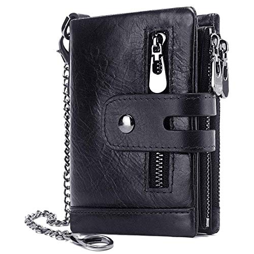 gzcz Mens Wallet with Chain RFID Blocking Genuine Leather Bifold ...