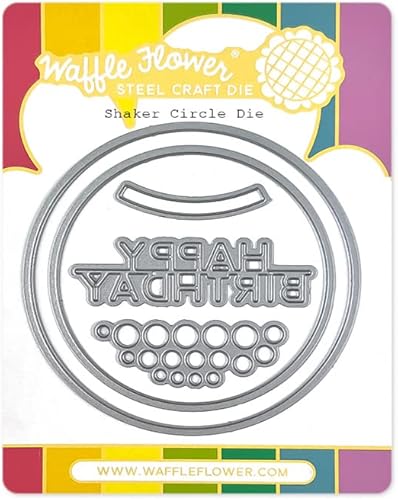 Miniatura 1 de Waffle Flower Troquel circular Shaker - El juego incluye dos matrices de marco circular que se pueden utilizar juntas o por separado. Se puede