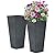 Autodaya 28" Large Tall Planters for Outdoor Plants, Set of 2 V-Shaped Planter Box with Black Terrazzo Look, Durable and Weather Resistant, Ideal or Garden, Patio, Porch or Home use.