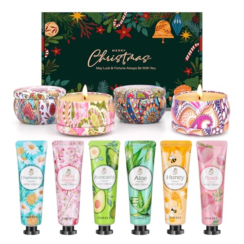 Regalos para Mujer, Set de 4 Velas Perfumadas, 6 Crema para...