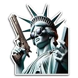 2 (Pieces) 3' and 5' Statue of Liberty with a Gun Decal Sticker, Waterproof Vinyl Decals for Many Purpose Like Cars, Trucks, Laptops, Phones, Windows and More