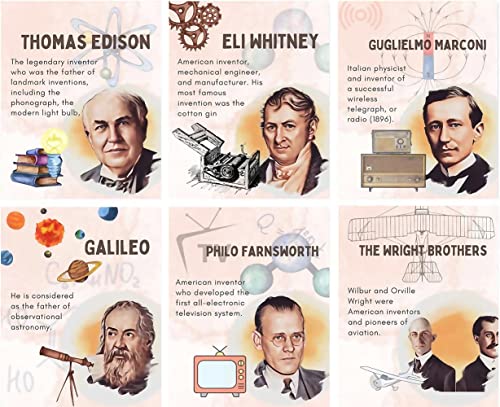Scientists Inspirational Education Posters Wall Art Print For Middle And High School Classrooms,Famous Inventors Motivational Quote Posters,Wall Art Canvas For Living Room Science Classroom Decor,Home Room Decorate,Bulletin Board Display For Teacher Supplies For Students,Gift .Set Of 6(Unframed,8”X10”Inches）. #TOP6