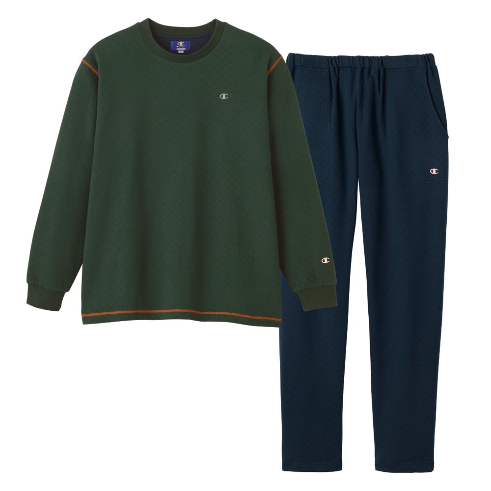 Champion ルームウェア長袖長パンツ表裏綿100%ダイヤキルトメンズ