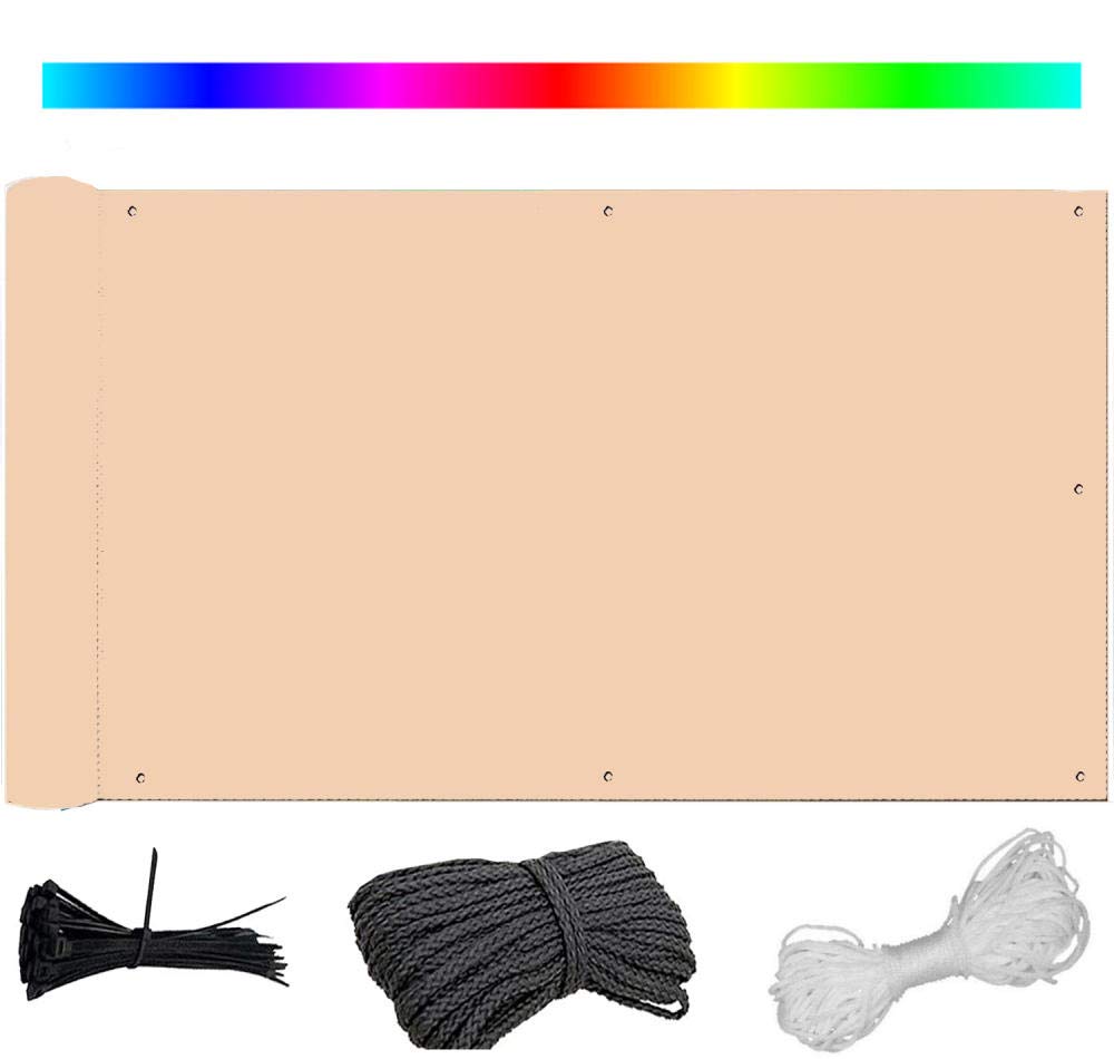 Odporna na warunki atmosferyczne osłona balkonowa, 80 x 700 cm, ochrona przed promieniowaniem UV, wiatroszczelna, odpowiednia na podwórka i do ogrodu, w zestawie opaski kablowe i liny, osłona z siatki