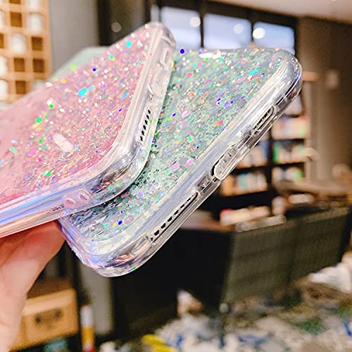 Image of VONZEE Glitter Case Compatible with Samsung Galaxy M32 4G / M32 Prime / F22 4G, Non Moving Glitter Stars Cover Soft TPU + Hard PC Bumper Bling Cover for Women Girls Protective Shockproof (Purple)