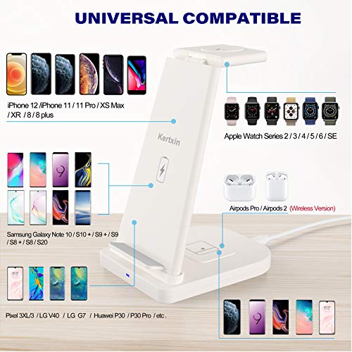 ایگرد | قیمت و خرید 3 in 1 Wireless Charger Stand,Kertxin Qi-Certificated  Wireless Charging Dock for Apple Watch 6/5/4/3/2,Airpods Pro,iPhone 12/12  Pro/11/11 Pro Max/XR/XS Max/Xs/X/8P,Samsung S20/S10/Note 10/S9/S8