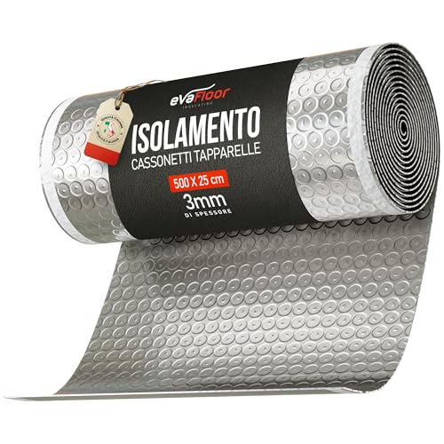 EVAFLOOR Rotolo Isolante per Cassonetti Tapparelle Autoadesivo 5m x 25