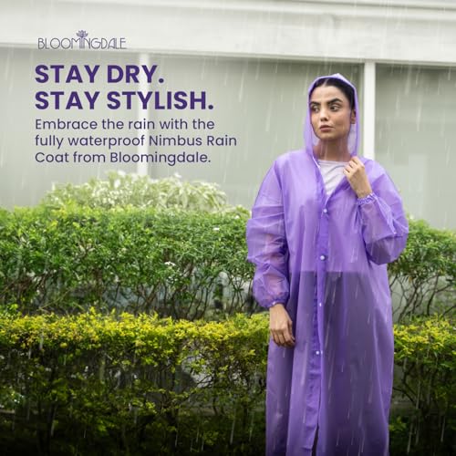 Image of Bloomingdale Rain Coat for Men & Women Waterproof Bike Raincoat for Men with Pant Set Reflective Raincoat for Women, Boys & Girls Adjustable Top and Bottom Rain Coat for Women with Bag - Black