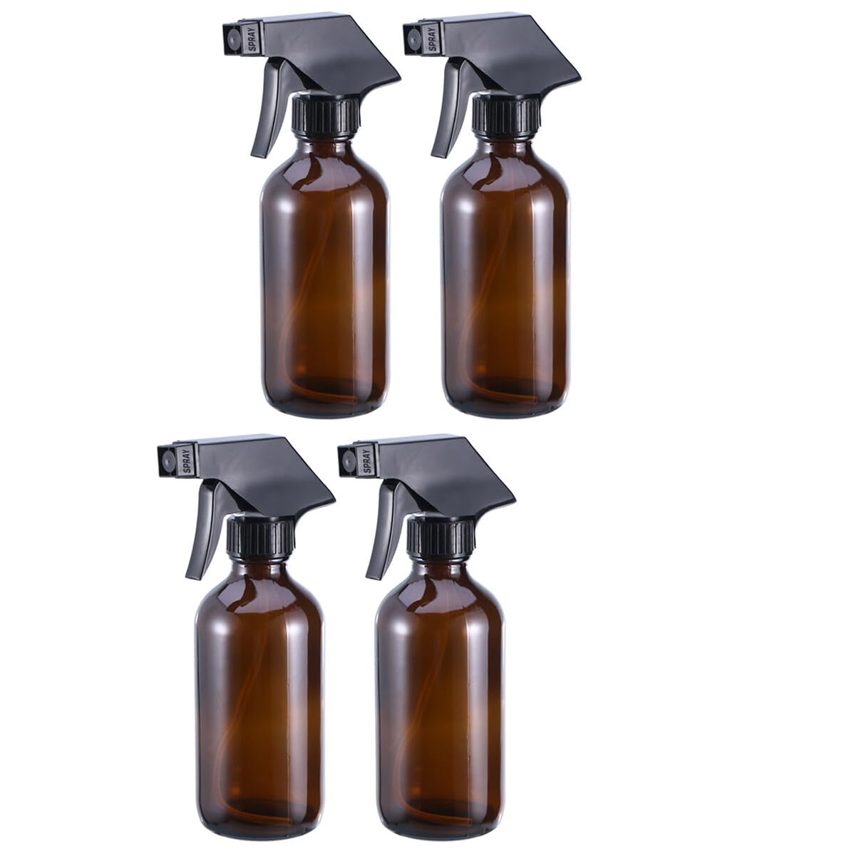 TEHAUX 4 Stück 250ml Braune Sprühflaschen aus Glas mit Pp Einfach zu Bedienen für Pflanzenbewässerung und Reinigungsprodukte