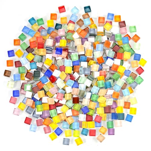 Zourglow 1kg Square Crystal Mosaic Tiles Mixed Color Mosaic Tile for DIY Handmade Crafts 1 x 1 cm Tiny Mini Mosaic Kits for Bathroom Living Room Kitchen Home Decoration