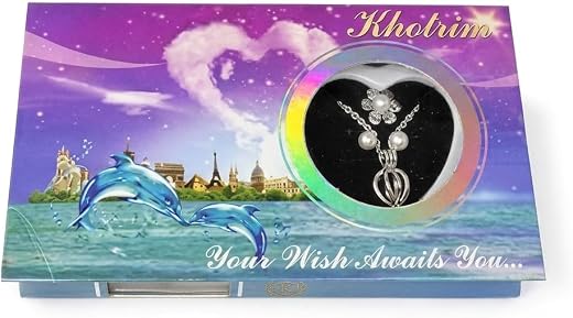 Khotrim Love Wish White Pearl Kit - Your Own Pearl Pendant love pearl necklace kit with Earrings Valentine Gifts for Girlf...