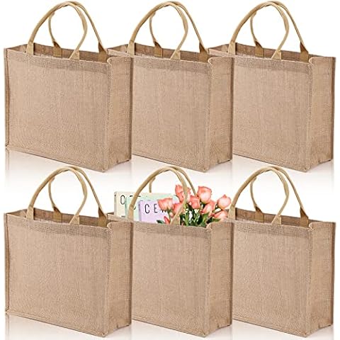DEAYOU 6 Pack Large Jute Tote Bags Cover