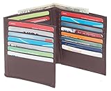 Bullz Hipster Wallet for Men | Genuine Leather Trifold Mens Wallet Credit Card Holder (Brown)
