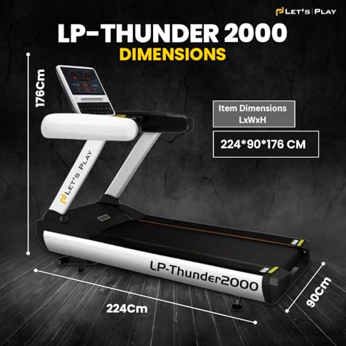 Image of Toning Let'S Playlp-Thunder 2000 Commercial Treadmill I 20Level Advanced Auto Incline I 8 Hp Peak Powerful Motor I Comprehensive Fitness Tracking I 220 Kg Max User Weight Treadmill,Black And White
