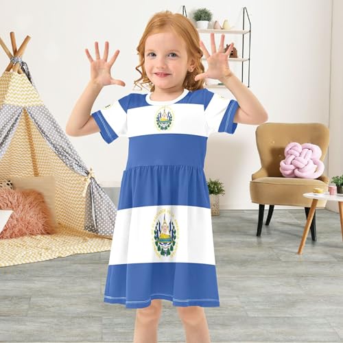 Flag Salvador Summer Girl Dresses Short Sleeve Toddler Girl Outfits Clothes Size 4t Multicolor3