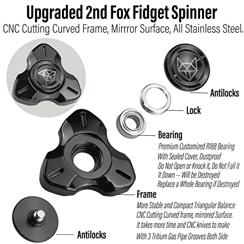 Image of FREELOVE Premium Metal Fidget Spinner for Adults, Stainless Steel Heavy Silent Spinner with Precision Bearing, Small Office Desk Toy & EDC for Stress Relief Focus ADHD, Pro Black