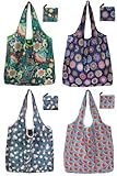 Noilk Tote Bag, 4 Pack 50Lbs Reusable Grocery Bags Gift For Women, Bulk Foldable Shopping Totes With Handles, Stylish Large Boho Tote Bags, Portable Market Cloth Storage Bags, Lightweight Heavy Duty
