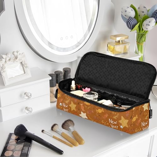 Bolso de viaje para herramientas de cabello New Year Star Brown para plancha rizadora, plancha para el cabello y secador portátil con organizador y tapete resistente al calor, de gran capacidad miniatura 7