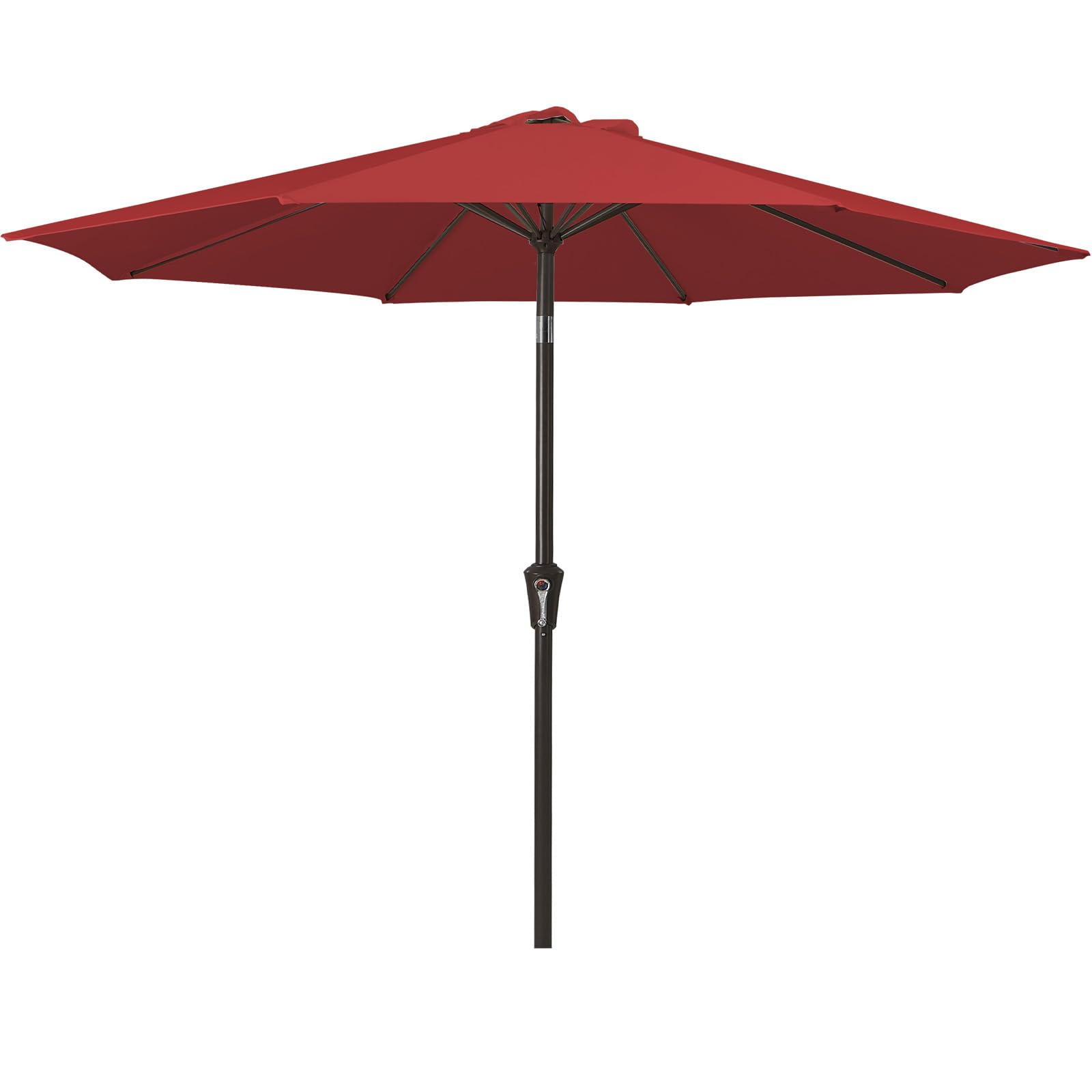 Palawano 2.7m Garden Parasol, Patio Umbrella with Push Button Tilt & Crank System, UPF50+ UV Protection Outdoor Sun Shade for Garden, Patio, Deck, Backyard & Pool, Red