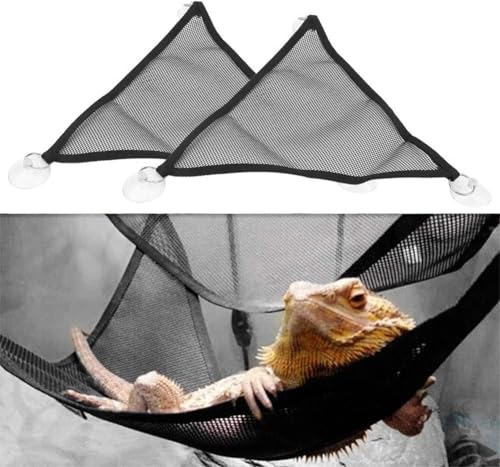 Spring.Rdus 2 Pcs Breathable Mesh Reptile Hammock, Black, Suitable for Bearded Dragon Lizard, Geckos