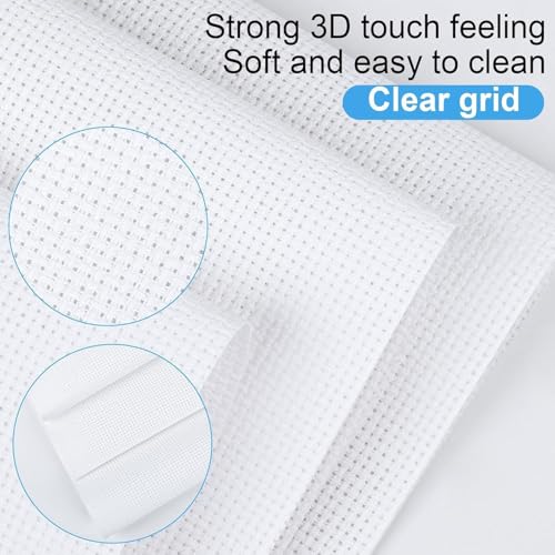 Image of MYFAMIREA Cross Stitch Aida Fabric 16 Count, 28 by 19 Inch Large Size, Classic Reserve Cross Stitch Aida Cloth for Home DIY Embroidery Decoration, White