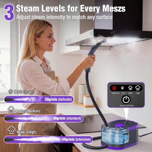 Image of Steam Cleaner, 15s Fast Heat-Up Handheld Steam Cleaner for Home & Car | Portable Steamer for Cleaning with 3 Steam Levels, 1500ml Tank, 248F Deep Cleaning, Steam Cleaner for Home & Car Accessories