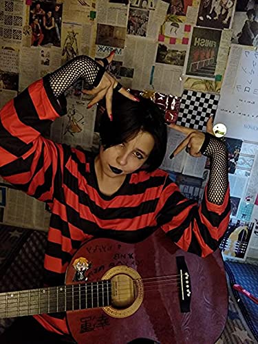 Chvity Womens Harajuku Long Sleeve Oversized T Shirts for Women Casual Crewneck Color Block Stripe Tops4