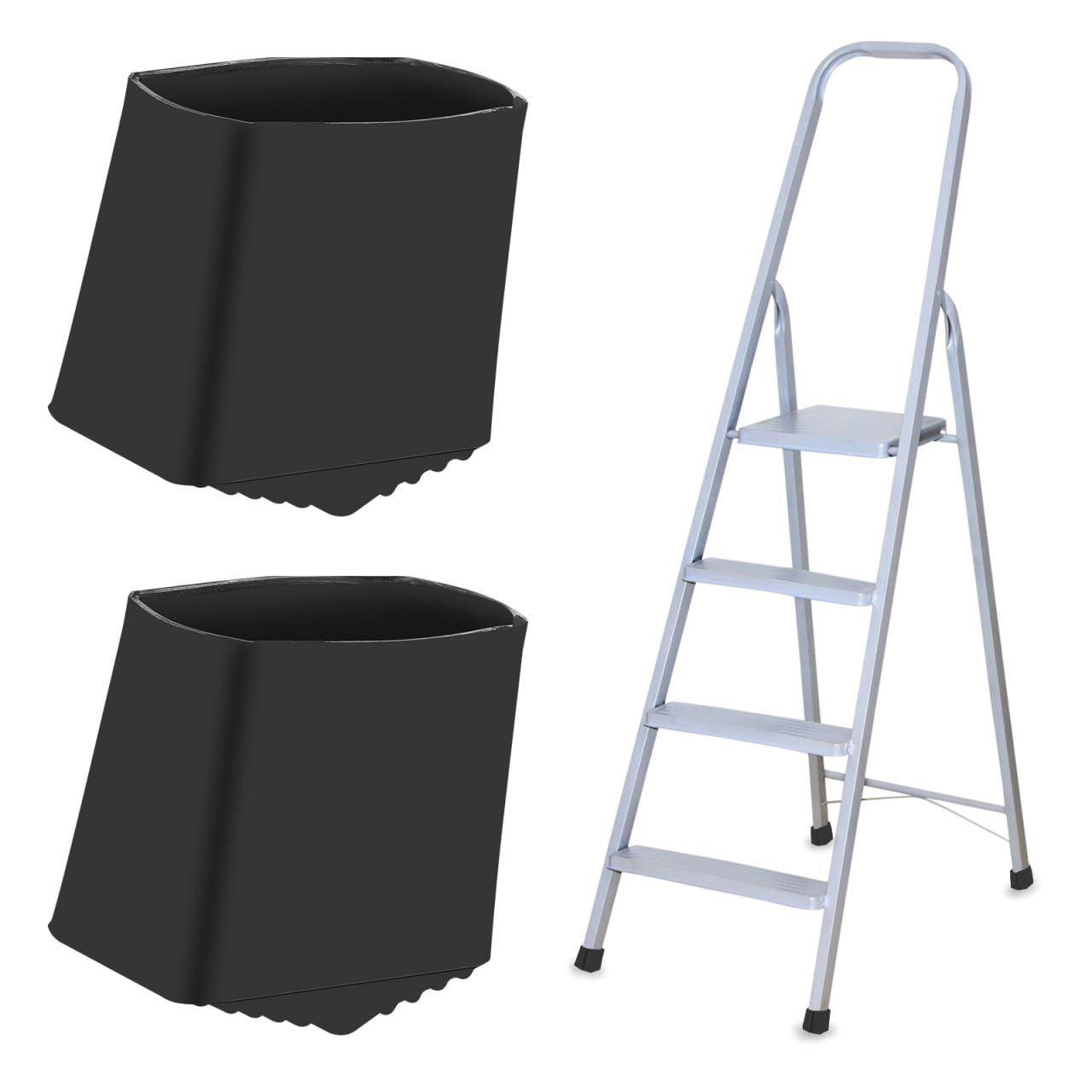 Hemobllo 2pcs Folding Ladder Foot Covers, 2x4cm Inner Diameter Non-slip Rubber Leg Pads, Black Rectangular Protectors for Home Step Stools and Attic Stairs