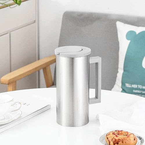 Miniatura 3 de Jarra térmica de acero inoxidable de 61 onzas, jarra de metal de doble pared con tapajarra de té, 1.8 litros (gris)