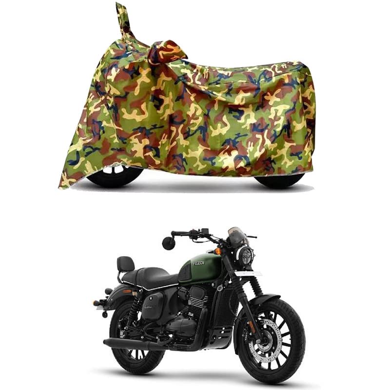 Image of Waterproof 100% PVC Coated Bike Scooty Two Wheeler Body Cover Compatible for Yezdi Roadster Hunter /UV-Rays /Heat Protection /Birds Dropping /Scratchproof /Dust Proof [6X6 Jungle Print]
