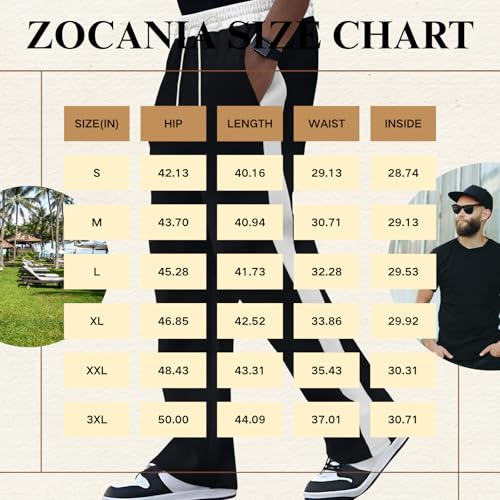 ZOCANIA Mens Stripes Print Sweatpants Workout Drawstring Wide Leg Pants Casual Workout Yoga Trousers with Pocket2