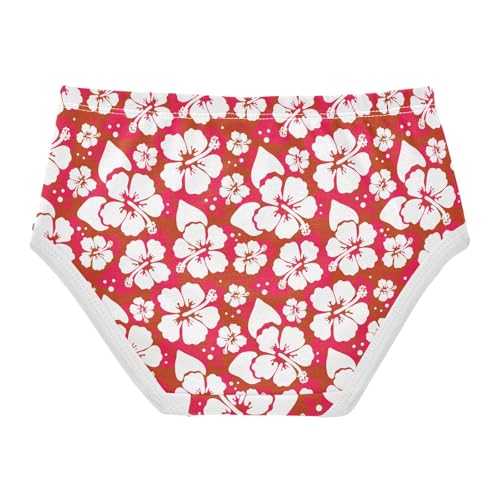 Little Girls' Soft Cotton Underwear Kids Breathable Comfort Hibiscus Red Panties Briefs Toddler2
