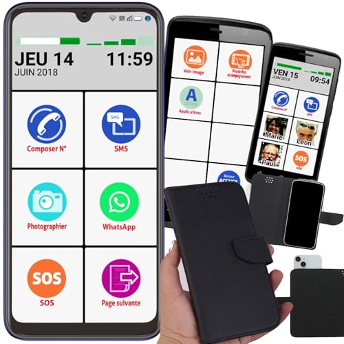 MOBIHO ESSENTIEL Mars 2025 désormais en 6,5p 64 giga Pack Le Smart Initial : Inclus : Interface Senior modifiable a volonté, Aide Coach privé, Pochette. app Photo...