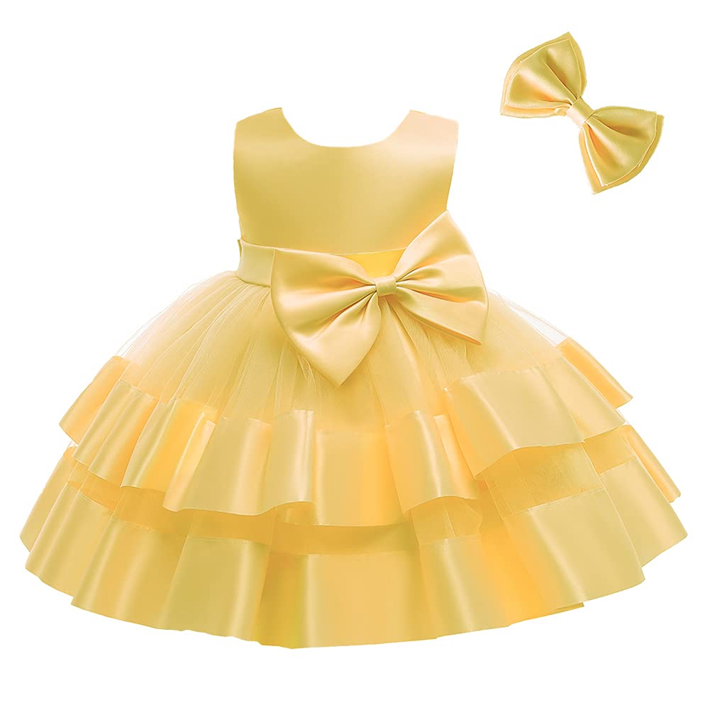 FYMNSI Bebé Infantil Niñas Vestido de Fiesta de Cumpleaños de Bautizo Princesa Muchachas de Flor Vestidos Tutú de Formal Boda Ceremonia con Horquilla sin Mangas Vestir de Baile 2pcs Set