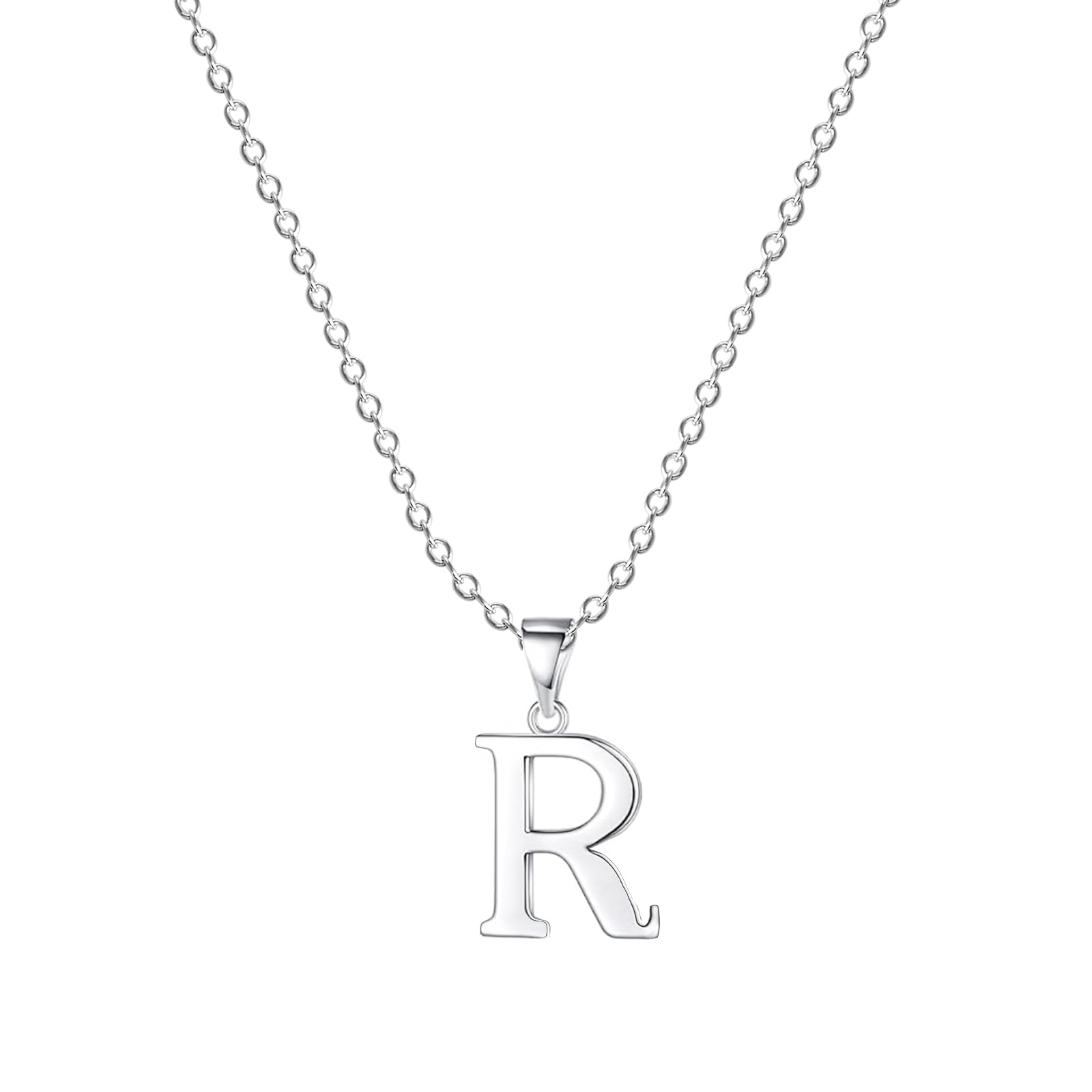 FLUFLO Damen Initialienkette, 925 Sterlingsilber Anhängerhalskette, kompatibel mit Pandora Halsketten-Charms und Perlen, ideal für Frauen und Mädchen X245