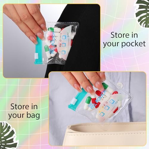Image of Sherr 35 Pcs Pill Pouch Bags with Zipper Pill Pouch Set Travel Reusable Translucent Medicine Organizer Self Sealing Plastic Bag with Slide Lock for Storage(Vivid Colors,3 x 3 Inch,Day Style)