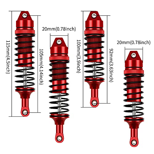 Epinon For 1/10 Slash Shocks Stampede Rustler Bandit Hoss All Aluminum Front & Rear Shocks Upgrade Parts Rc Truck Replace 5862 (4Pcs Red) #TOP5
