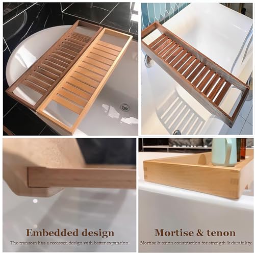 Bandeja grande de nogal para bañera, 31 x 6 pulgadas, diseño versátil de listones perfecto para relajación y cuidado personal para mujeres