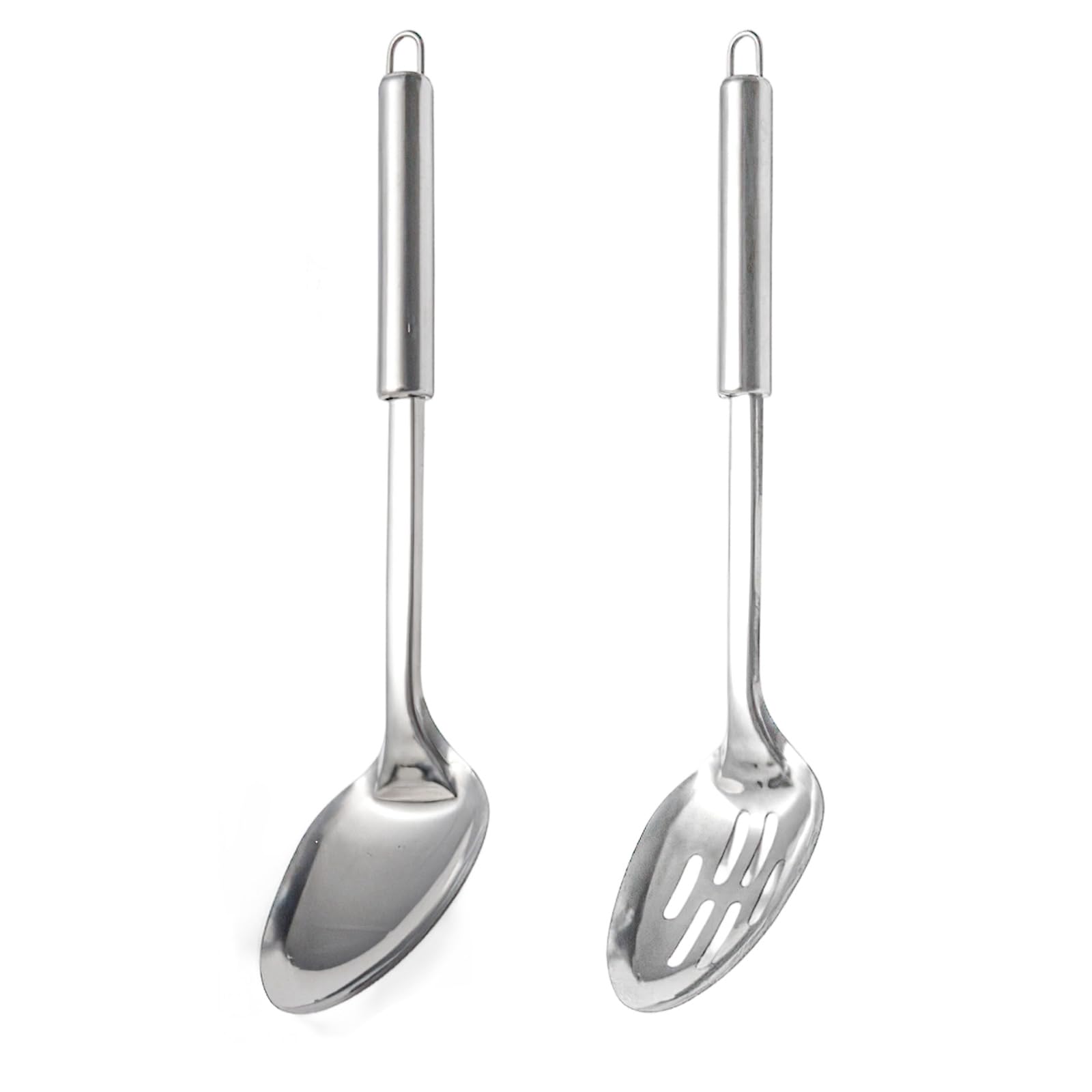 2 Pcs Cooking Spoons Set,Serving Spoons Large,Stainless Steel Oval Handled
