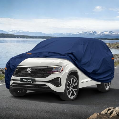 Image of Kaugung Custom Fit SUV Car Cover for VW Volkswagen Atlas (2017-2026), Heavy Duty Waterproof All Weather Outdoor Protection, Breathable Full Exterior Cover with Vent, Rain Sun Snow UV Proof