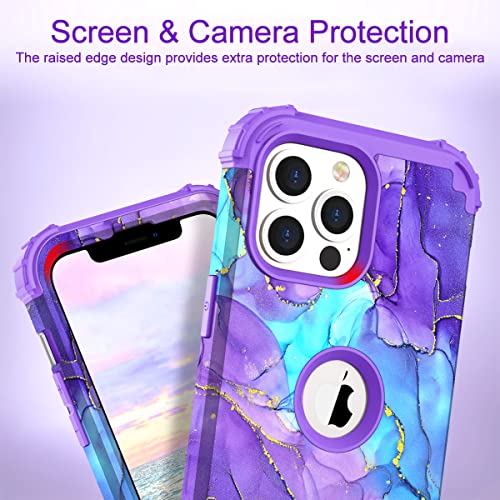Image of Hocase for iPhone 13 Pro Max Case, Heavy Duty Shockproof Protection Soft Silicone Rubber Bumper+Hard Plastic Hybrid Protective Case for iPhone 13 Pro Max (6.7 inch) 2021 - When Purple Meets Blue