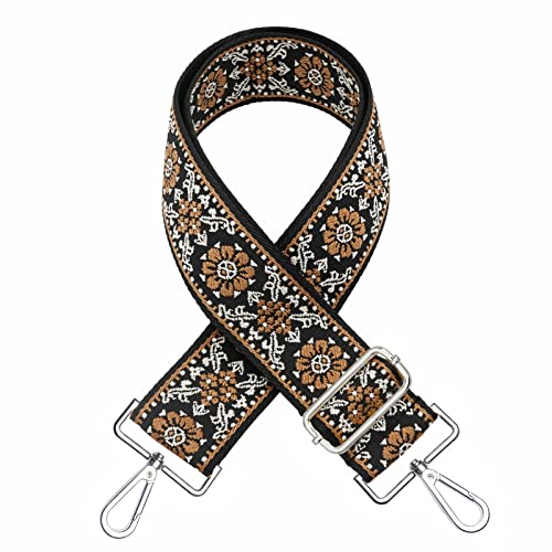 Schultergurt für Taschen Breit 5cm - Verstellbarer Taschengurt 80-130cm，Taschengurt Schultergurt，Universeller Geflecht Umhängegurt Schulterriemen für Taschen Handtaschen mit Karabiner (dunkelbraun)