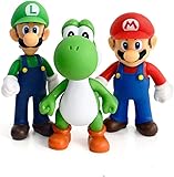 FCLWZN 3 Set Mario Bros Luigi, Mario, Yoshi Action Figures Mario Toy （5 inch）