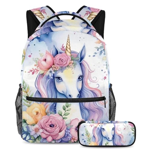 Sac à dos grand volume violet résistant pour soulager le dos des adolescents avec sa trousse