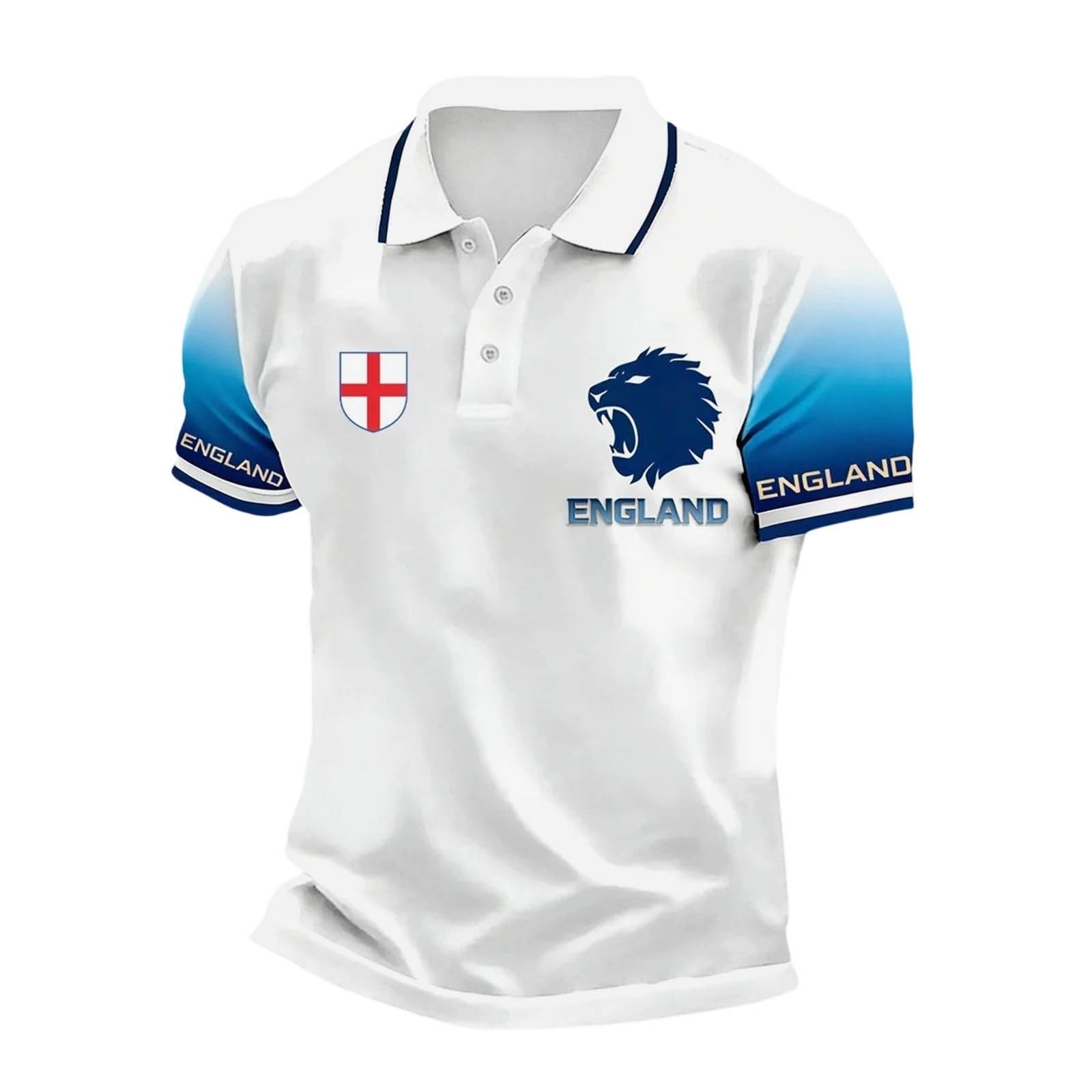 England World Cup Shirt 2026 Men’s Short Sleeve Poloshirts Button Down Lapel England Britain Football T-Shirt Stretch Breathable Sports Tops