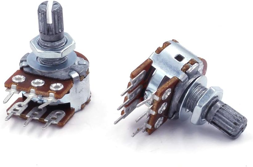 2x Axial Linear Stereo Potentiometer 500KΩ (B500K) for PCB
