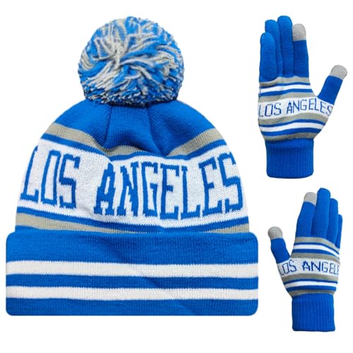 Vintage Classic Skull Cap Beanie Hat Cuffed Winter Hat Knit Comes with Warm Gloves Gifts for Unisex Fans