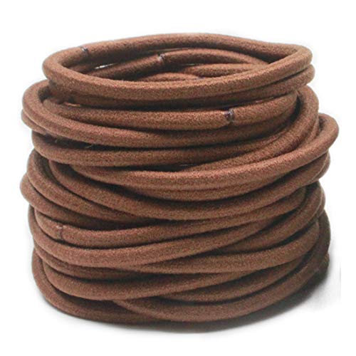 Brown Elastic Hair Ties No-Metal Ouchless Ponytail Holders 100 Count 3MM
