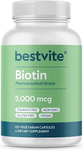 Miniatura 8 de BESTVITE Biotina 5000mcg (240 cápsulas vegetarianas) (120 x 2) - Sin estearatos - Sin agentes de flujo - Vegano - Sin OMG - Sin gluten - Cabello,