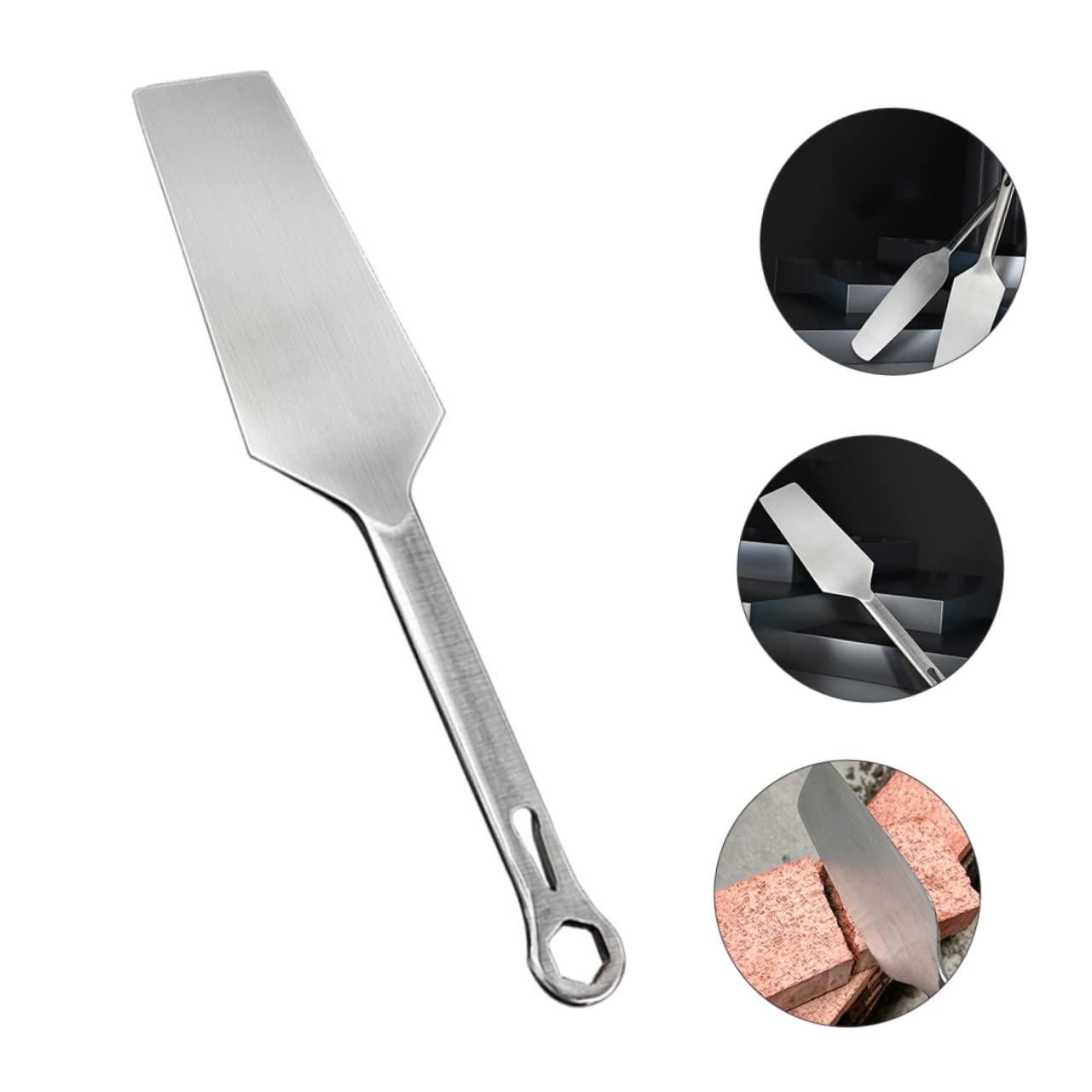 SEWACC Truelle à Briques Spatule de Construction Antiadhésive Tête Plate en Acier Inoxydable Argenté pour Étaler le Ciment et Travaux de Maçonnerie